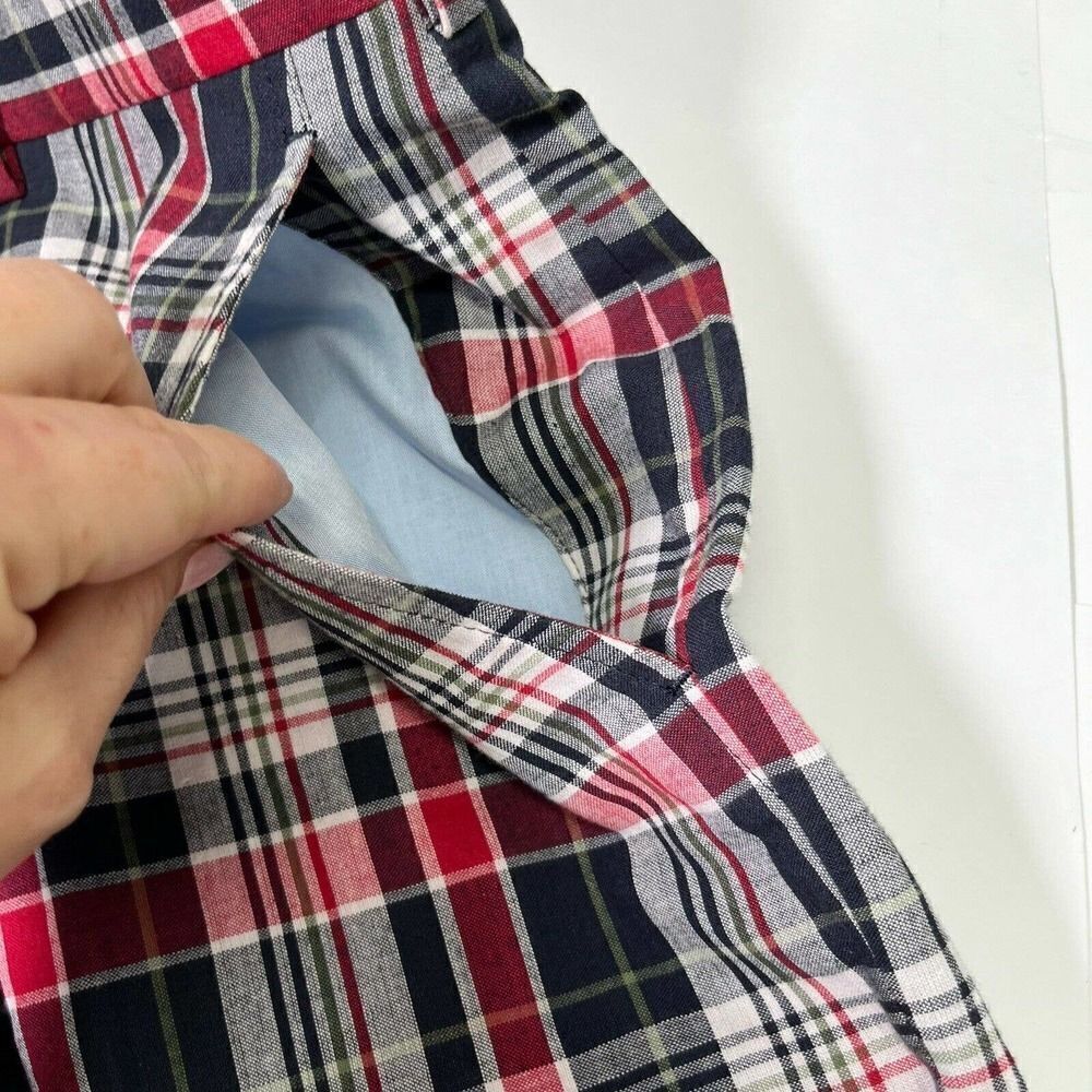 Brooks Brothers 346 Mens 38 cropped Madison Fit Plaid Pants Red Blue White - Picture 6 of 12